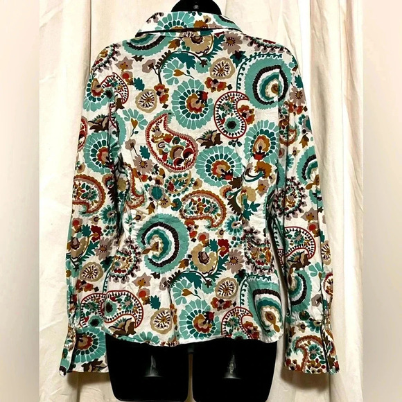 Tyler Boe Women's Sz 14 Paisley Button Down Collared Blouse - Picture 4 of 6